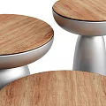 Round Coffee Tables With Wooden Tops And Silver Metal Bases Modern Design