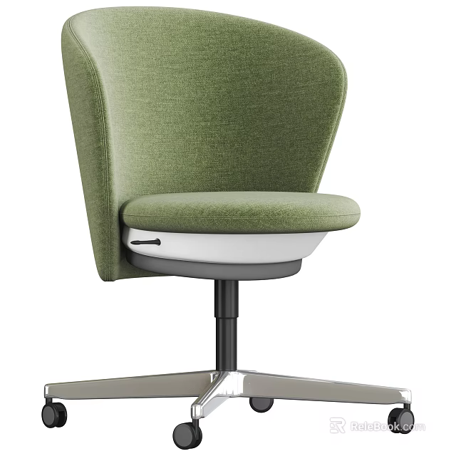 Green Upholstered Office Chair with Modern Design and Five Star Metal Base 3d model 