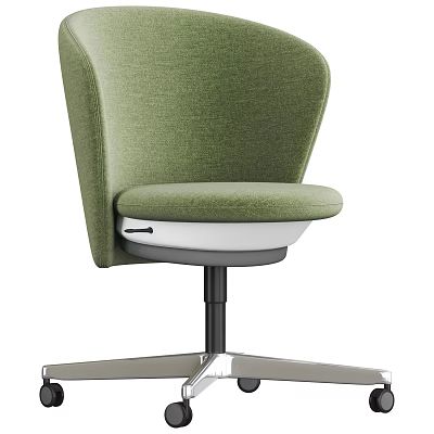 Green Upholstered Office Chair with Modern Design and Five Star Metal Base 3d model