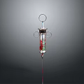 Stainless Steel Medical Syringe Equipment with Graduated Scale Red Liquid and Needle