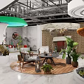 Modern Mall Store Interior With Natural Tree Decor Green Plants And Seating