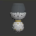 Elegant Lighting Combination With Black Lampshade White Flower Decorations And Spherical Gold Accent Base