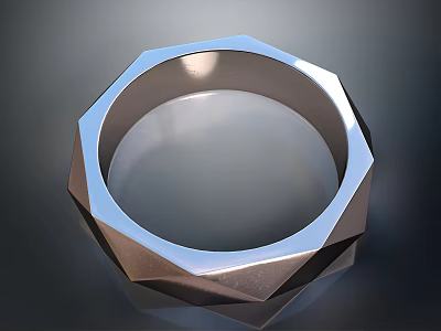 Modern Stylish Geometric Bracelet With Metallic Material Angular Design And Shiny Surface 3d model