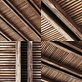 Natural Wooden Ceiling Design With Wooden Beams And Slatted Panels Showcasing Rustic Texture Details