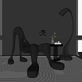 Black Unique Shaped Single Chair With Modern Design And Floor Lamp In Interior Decor
