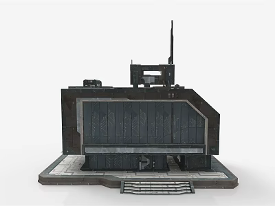 Industrial Style Building Structure With Heavy Walls Antenna And Platform Steps 3d model