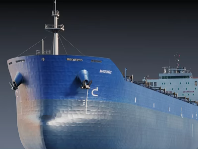 Blue MAERSK Cargo Ship Bow Structure With Large Deck And Mast Details 3d model