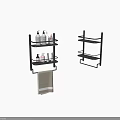 Black Bathroom Wall Mounted Shelves With Multi Tier Storage For Toiletries And Towel