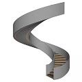 Modern Spiral Staircase Design With Curved Metal Handrail And Wooden Steps