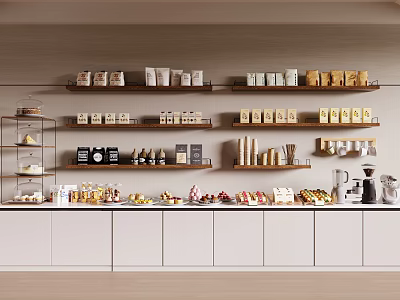 Delicious Food And Bakery Items On Kitchen Shelves 3d model