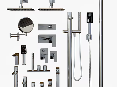 Modern Shower System Design With Multiple Heads Handheld Sprayers And Control Panels 3d model