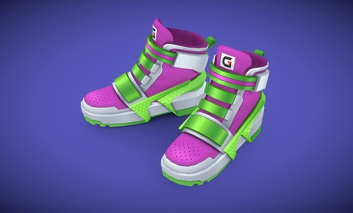 Cartoon Shoes 3D Shoes sneaker High Top Shoes Travel Shoes AJ Sneakers 3d model