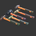 Professional Hardware Tools Set With Various Hammers And Orange Black Handles 3d model