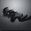 Detailed Mythical Fantasy Dragon Character With Black Scales And Blue Wings