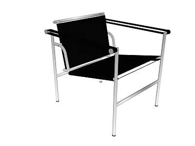 Sleek Modern Leisure Chair Design With Metal Frame And Black Seat Cushion 3d model
