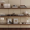 Modern Wall Shelves With Books Table Lamp Vases And Decorative Items