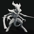 Exoskeleton Horned Game Movie Character Holding Sword In Battle Stance
