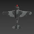 Vintage Military Fighter Plane with Camouflage Paint Red Nose and Red Star Insignia