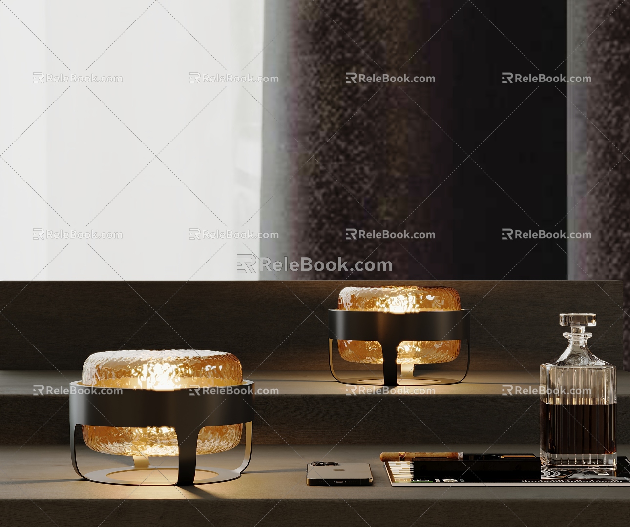 Modern Light Luxury Metal Table Lamp Glass Table Lamp 3d model