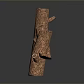 Natural Wooden Log Pillars With Textured Surface And Tree Ring Details