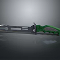 Ergonomic Modern Tactical Weapon With Green Handle And Sharp Metal Blade