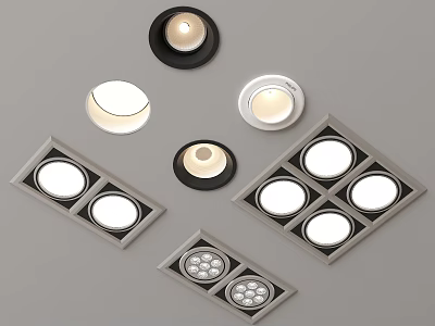 Contemporary Downlights and Spotlights With Various Ceiling Mounted Designs And Multiple Light Configurations 3d model