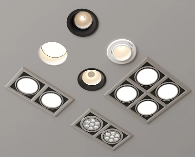 Contemporary Downlights and Spotlights With Various Ceiling Mounted Designs And Multiple Light Configurations 3d model