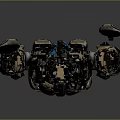 Futuristic Mechanical Robot Character With Camouflage Armor And Metallic Details