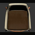 Modern Bar Stool With Light Beige Backrest Brown Cushion And Orange Metal Legs