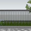 Modern landscape wall Enclosing glass wall Straight courtyard landscape wall Glass brick landscape wall 3d model