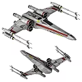 Detailed Futuristic X Wing Fighter Starfighter With Engines And Laser Cannons