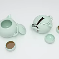 Elegant Light Green Teaset Featuring Teapot With Lid And Small Matching Cups