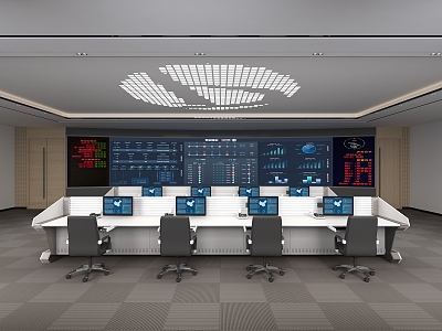 modern monitoring room 3d model