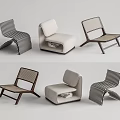 Modern Accent Chairs With Striped Patterns Wooden Frames And Upholstered Seats 3d model