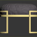 Modern Round Stool With Gold Metal Frame And Purple Upholstered Seat