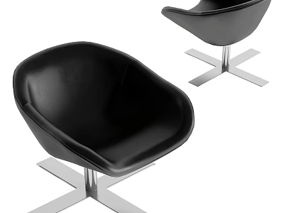 Black Modern Leisure Chairs With Silver Metal Cross Base Contemporary Design 3d model