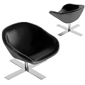 Black Modern Leisure Chairs With Silver Metal Cross Base Contemporary Design