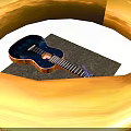 Colorful Toy Ukulele With Blue Body Star Patterns And Green Neck