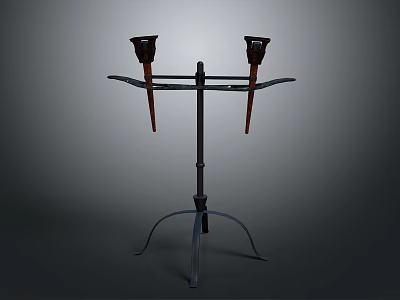 Metal Candle Holder Stand With Two Candle Holders And Tripod Base 3d model