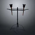 Metal Candle Holder Stand With Two Candle Holders And Tripod Base