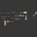 Colorful Furniture Models With Different Styles Including Cabinets Chairs Tables And Shelves On Gray Background