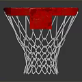 Red Rim Basketball Hoop With White Net And Wall Mounted Structure 3d model