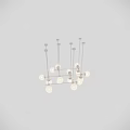 Modern Chandelier With Multiple White Spherical Bulbs And Metal Frame Design 3d model