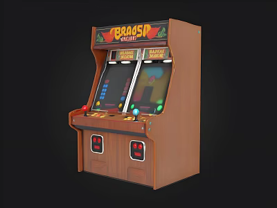 CRAGOSA Classic Arcade Machine With Double Screens And Wooden Cabinet Design 3d model