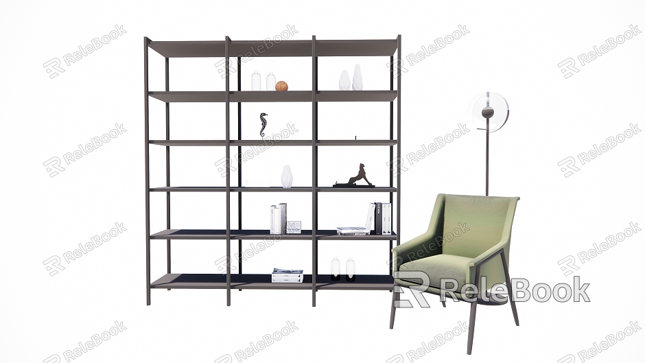 Modern single sofa single chair bookcase combination model