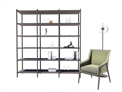 Modern single sofa single chair bookcase combination model