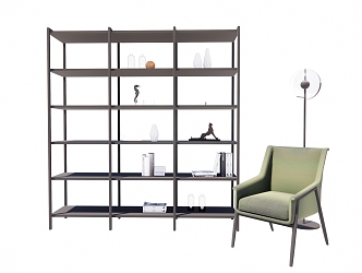 Modern single sofa single chair bookcase combination 3d model