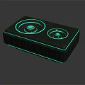Modern Commercial Equipment With Dual Circular Components And Blue Illuminated Edges