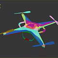 White Quad Drone With Black Propellers And Red Landing Gear Modern Design