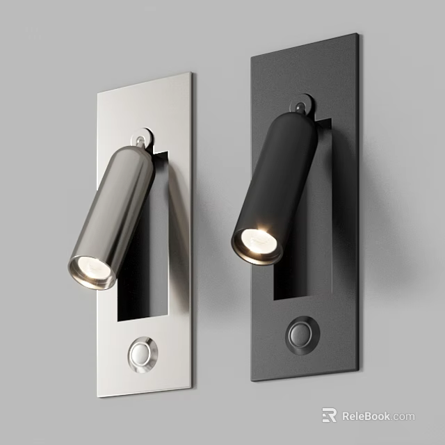 Modern Silver and Black Metal Wall Lamps with Sleek Design for Interior Lighting 3d model 